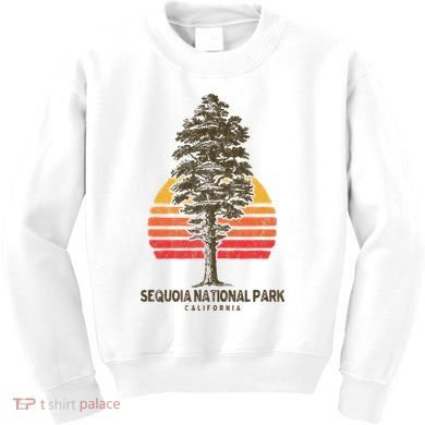 Sequoia National Park Retro Tree Minimalist Graphic Kids Sweatshirt