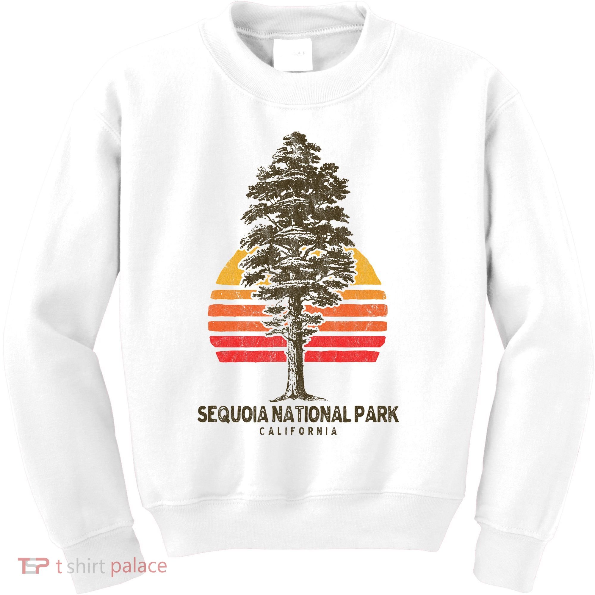 Sequoia National Park Retro Tree Minimalist Graphic Kids Sweatshirt