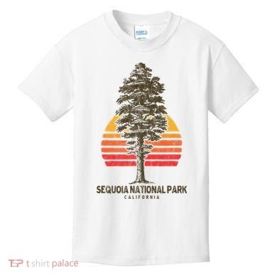 Sequoia National Park Retro Tree Minimalist Graphic Kids T-Shirt
