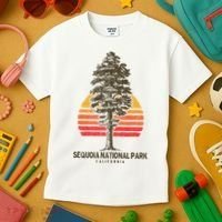 Sequoia National Park Retro Tree Minimalist Graphic Kids T-Shirt thumb 3