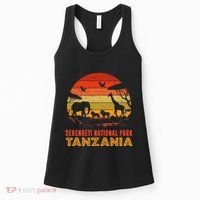 Serengeti National Park Tanzania Safari Animals Retro Women's Tank Top thumb 0