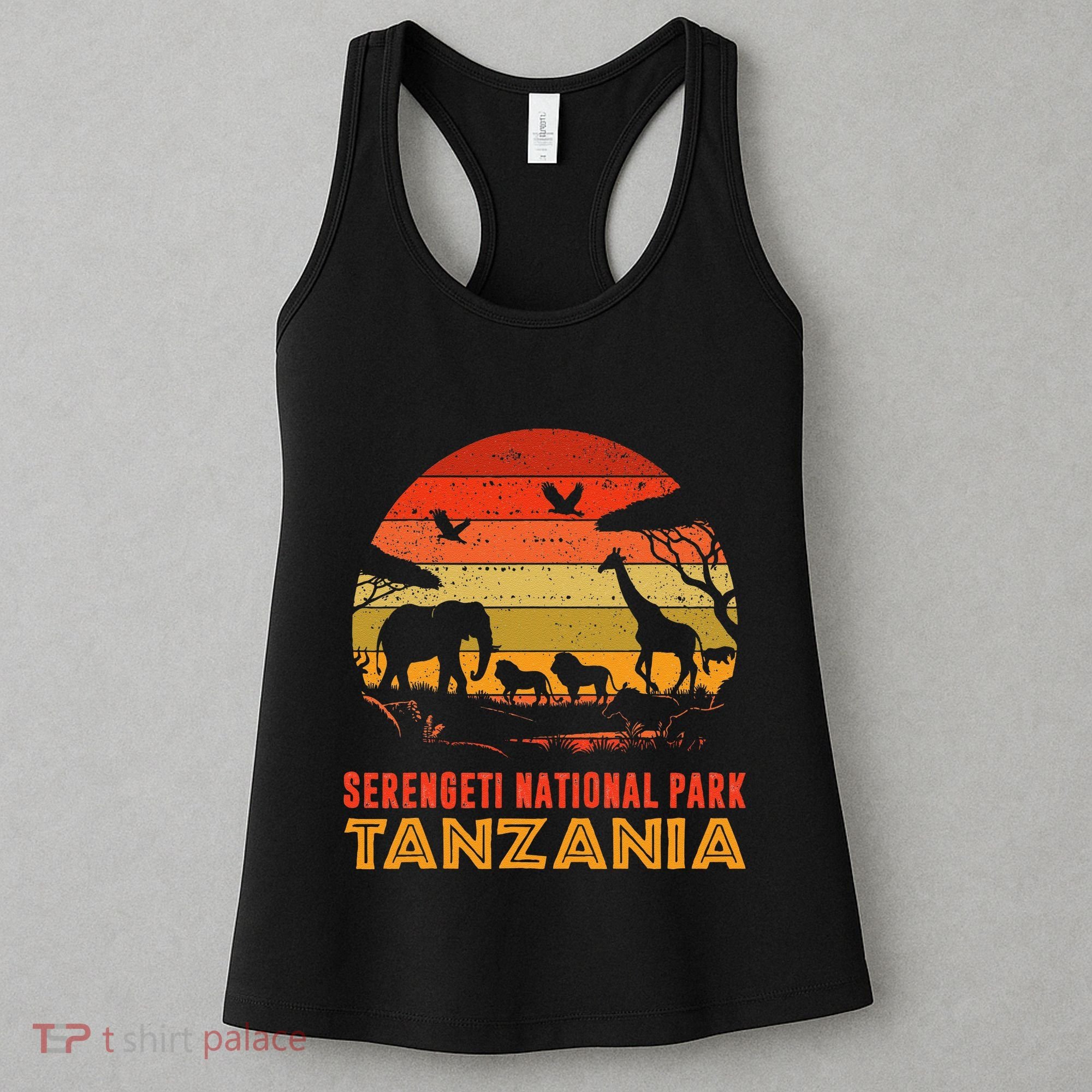 Serengeti National Park Tanzania Safari Animals Retro Women's Tank Top