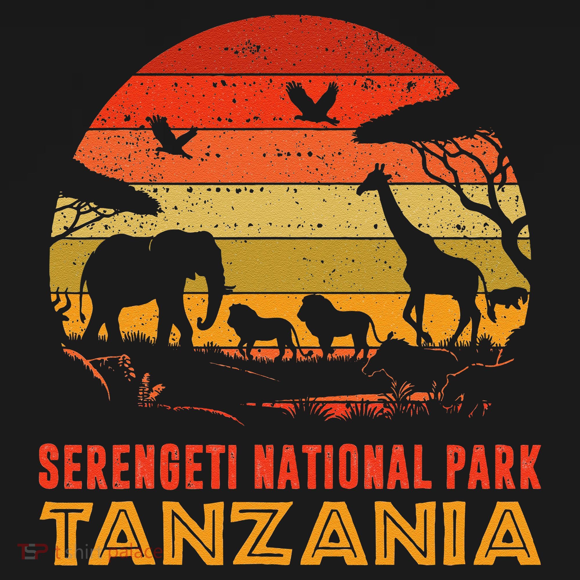 Serengeti National Park Tanzania Safari Animals Retro Women's Tank Top