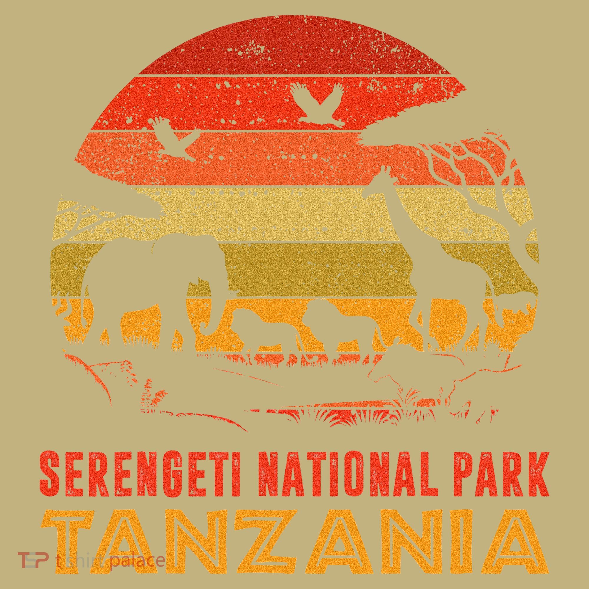 Serengeti National Park Tanzania Safari Animals Retro T-Shirt