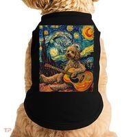 Starry Night Poodle Dog Playing The Guitar, Dog Painting Fun Doggie Tank thumb 0