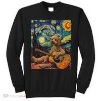 Starry Night Poodle Dog Playing The Guitar, Dog Painting Fun Sweatshirt thumb 0