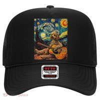 Starry Night Poodle Dog Playing The Guitar, Dog Painting Fun Hat thumb 0