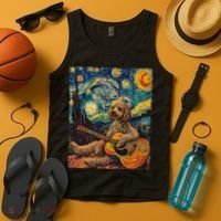 Starry Night Poodle Dog Playing The Guitar, Dog Painting Fun Tank Top thumb 4