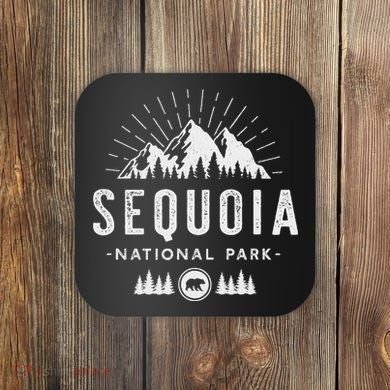 Sequoia National Park Retro Hiking Vacation Gift Coaster