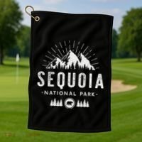 Sequoia National Park Retro Hiking Vacation Gift Golf Towel thumb 1
