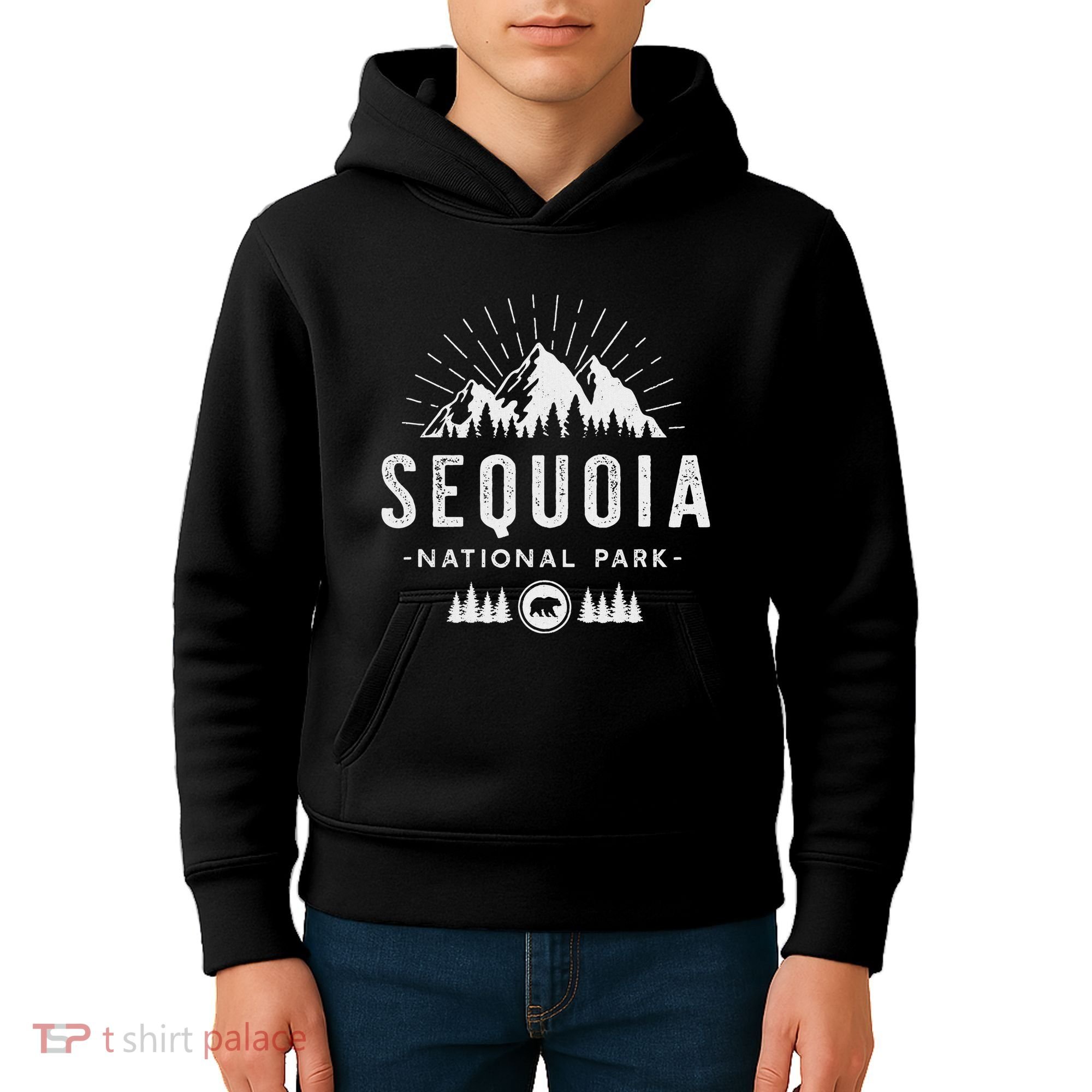 Sequoia National Park Retro Hiking Vacation Gift Kids Hoodie