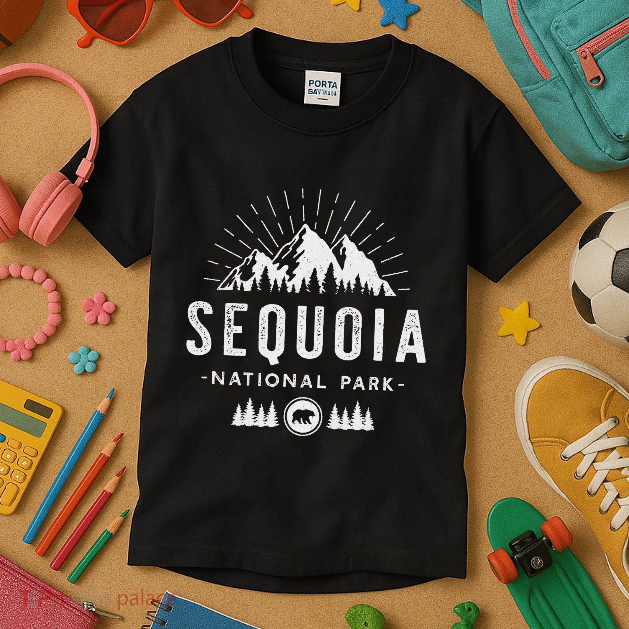 Sequoia National Park Retro Hiking Vacation Gift Kids T-Shirt