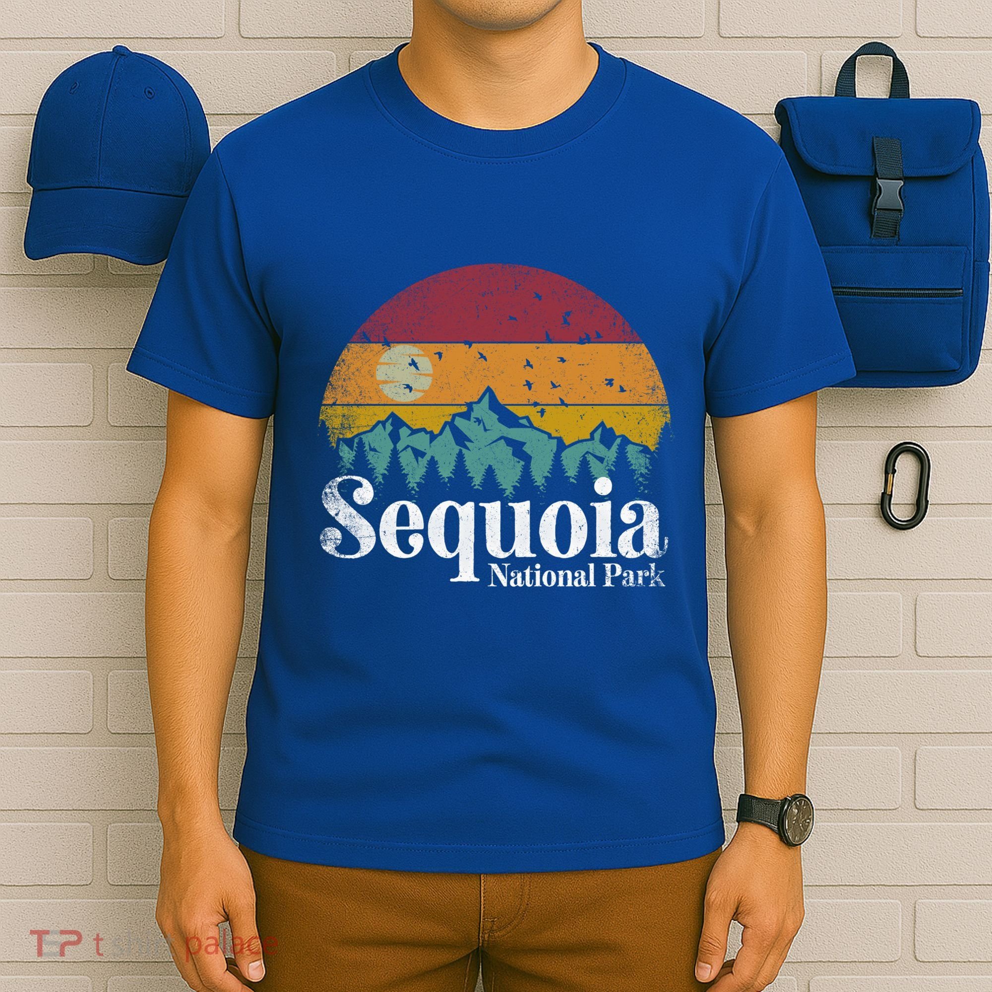 Sequoia National Park Retro Style Hiking Vintage Camping Gift T-Shirt
