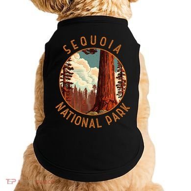 Sequoia National Park Illustration Distressed Circle Doggie Tank