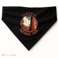 Sequoia National Park Illustration Distressed Circle USA-Made Doggie Bandana thumb 0