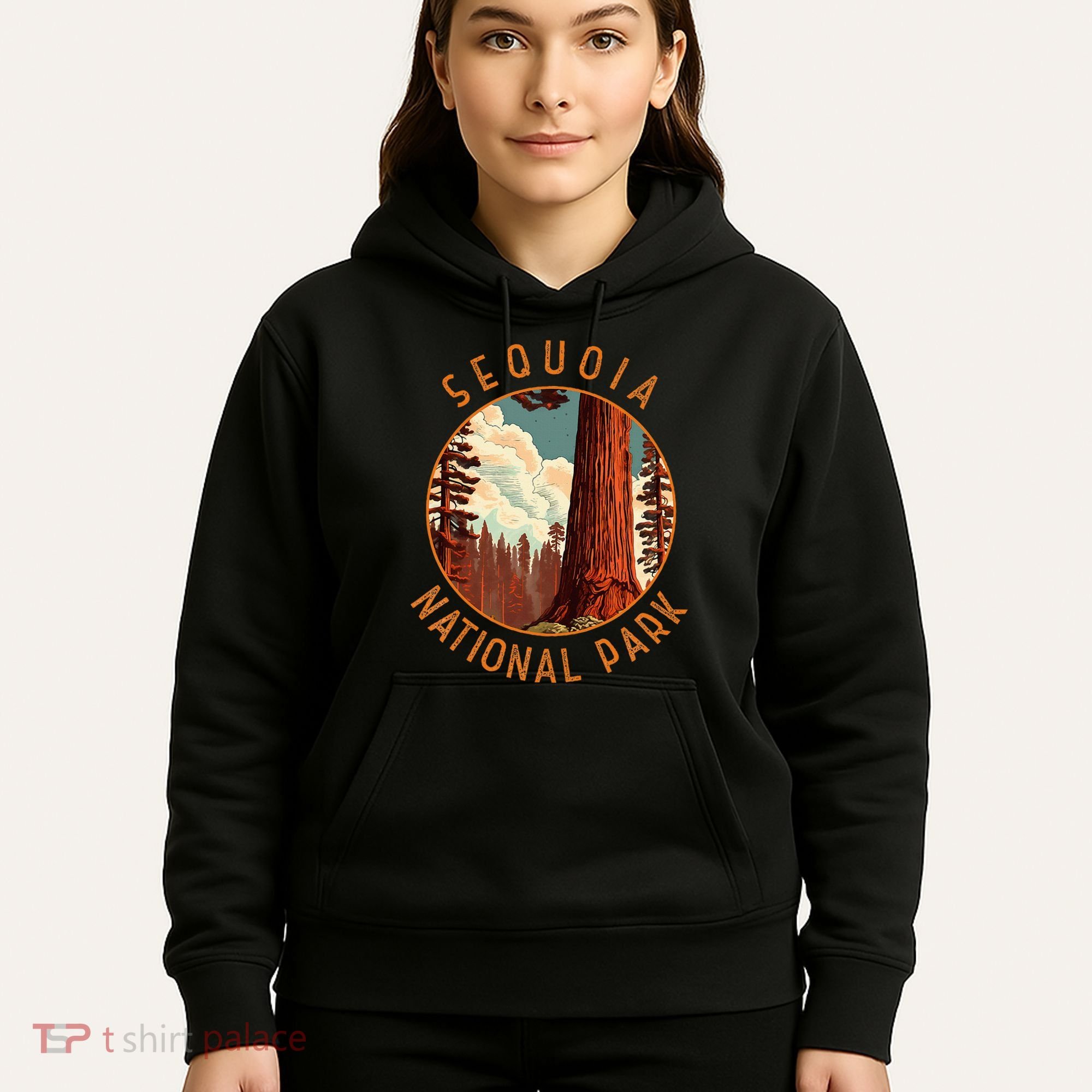 Sequoia National Park Illustration Distressed Circle Hoodie