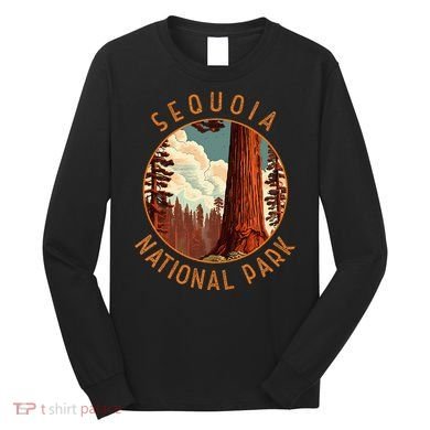 Sequoia National Park Illustration Distressed Circle Long Sleeve Shirt