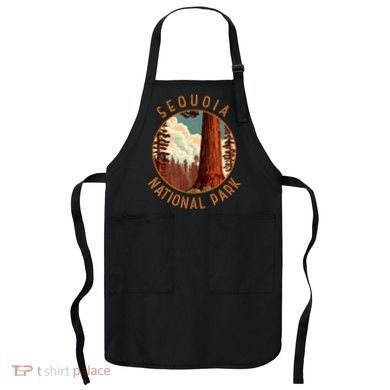 Sequoia National Park Illustration Distressed Circle Apron