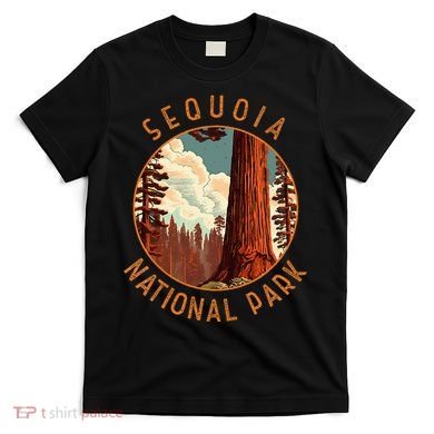 Sequoia National Park Illustration Distressed Circle T-Shirt