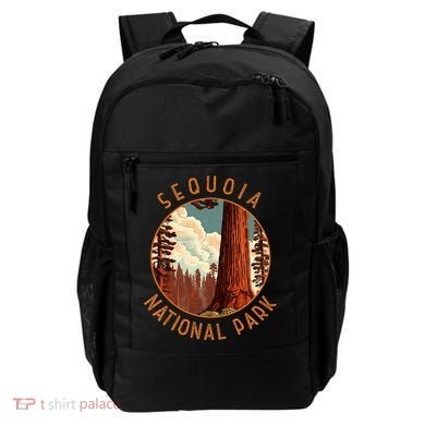 Sequoia National Park Illustration Distressed Circle Backpack