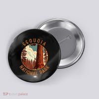 Sequoia National Park Illustration Distressed Circle Button thumb 0