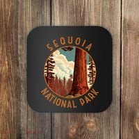 Sequoia National Park Illustration Distressed Circle Coaster thumb 0