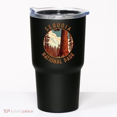 Sequoia National Park Illustration Distressed Circle Tumbler