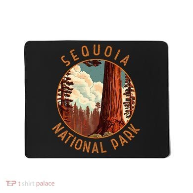 Sequoia National Park Illustration Distressed Circle Mousepad