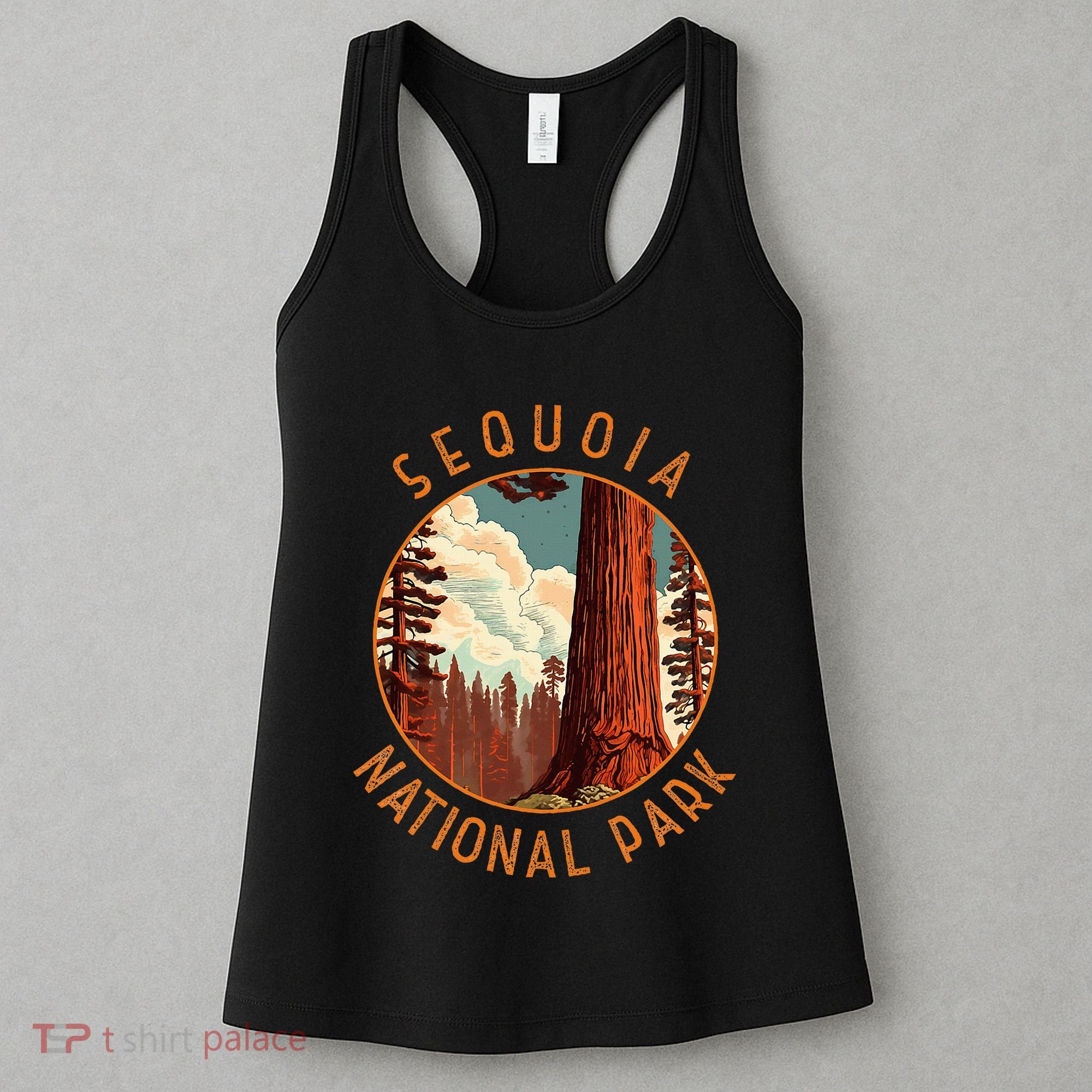Sequoia National Park Illustration Distressed Circle Women's Tank Top