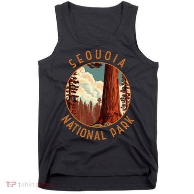 Sequoia National Park Illustration Distressed Circle Tank Top