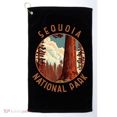 Sequoia National Park Illustration Distressed Circle Golf Towel