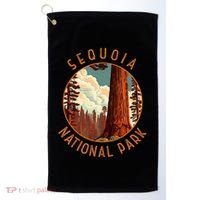 Sequoia National Park Illustration Distressed Circle Golf Towel thumb 0