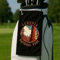 Sequoia National Park Illustration Distressed Circle Golf Towel thumb 2