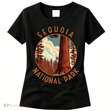 Sequoia National Park Illustration Distressed Circle Women's T-Shirt