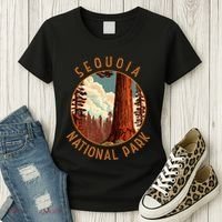 Sequoia National Park Illustration Distressed Circle Women's T-Shirt thumb 3
