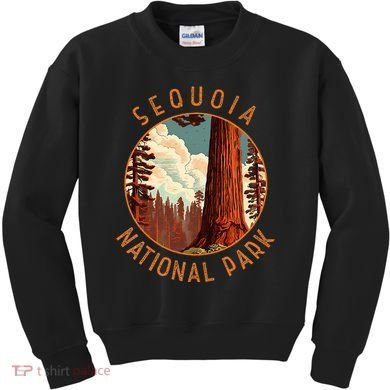 Sequoia National Park Illustration Distressed Circle Kids Sweatshirt