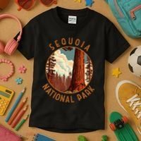 Sequoia National Park Illustration Distressed Circle Kids T-Shirt thumb 3