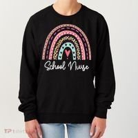 School Nurse Rainbow Leopard Back To School Appreciation Women's Sweatshirt thumb 0