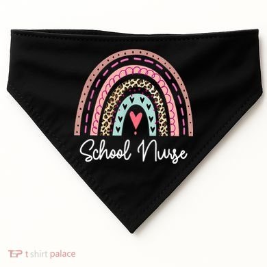 School Nurse Rainbow Leopard Back To School Appreciation USA-Made Doggie Bandana