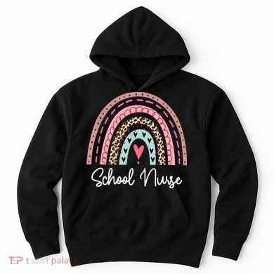 School Nurse Rainbow Leopard Back To School Appreciation Hoodie