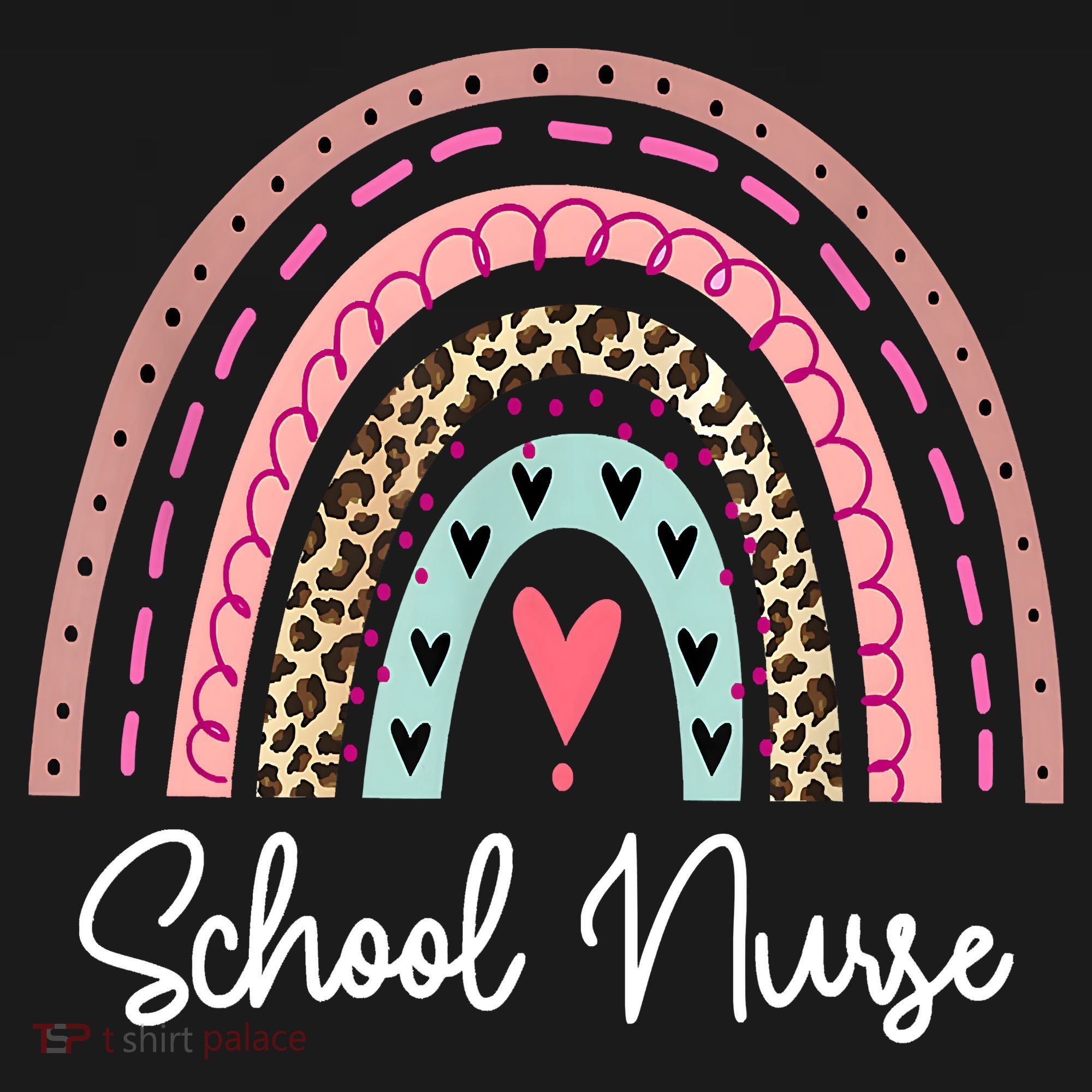 School Nurse Rainbow Leopard Back To School Appreciation Apron