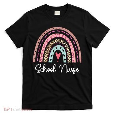 School Nurse Rainbow Leopard Back To School Appreciation T-Shirt