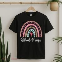 School Nurse Rainbow Leopard Back To School Appreciation T-Shirt thumb 2