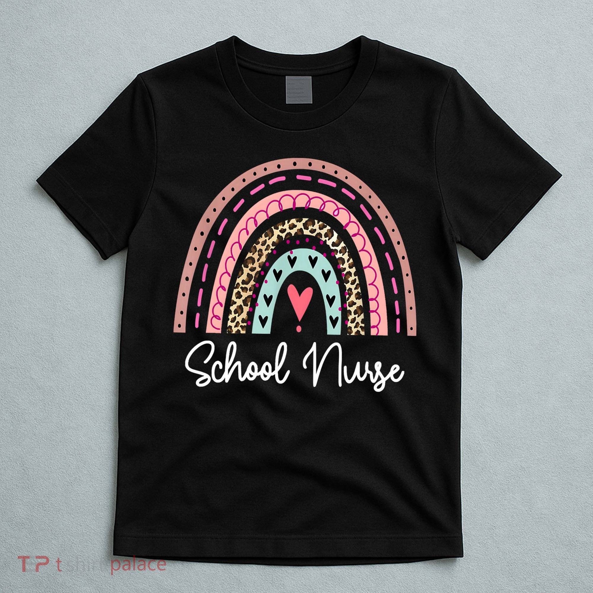School Nurse Rainbow Leopard Back To School Appreciation T-Shirt
