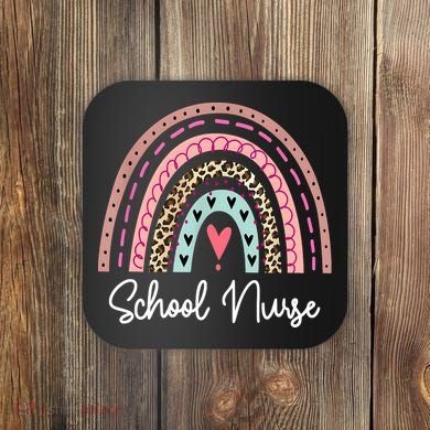 School Nurse Rainbow Leopard Back To School Appreciation Coaster
