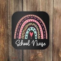 School Nurse Rainbow Leopard Back To School Appreciation Coaster thumb 0