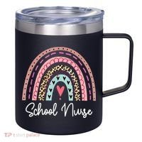 School Nurse Rainbow Leopard Back To School Appreciation 12oz Stainless Steel Coffee Mug thumb 0