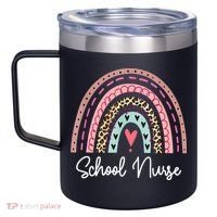School Nurse Rainbow Leopard Back To School Appreciation 12oz Stainless Steel Coffee Mug thumb 2
