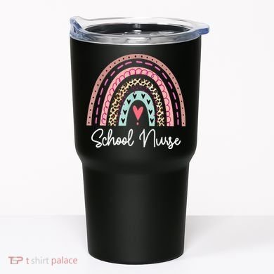 School Nurse Rainbow Leopard Back To School Appreciation Tumbler