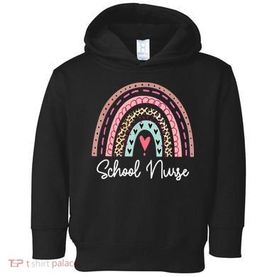 School Nurse Rainbow Leopard Back To School Appreciation Toddler Hoodie
